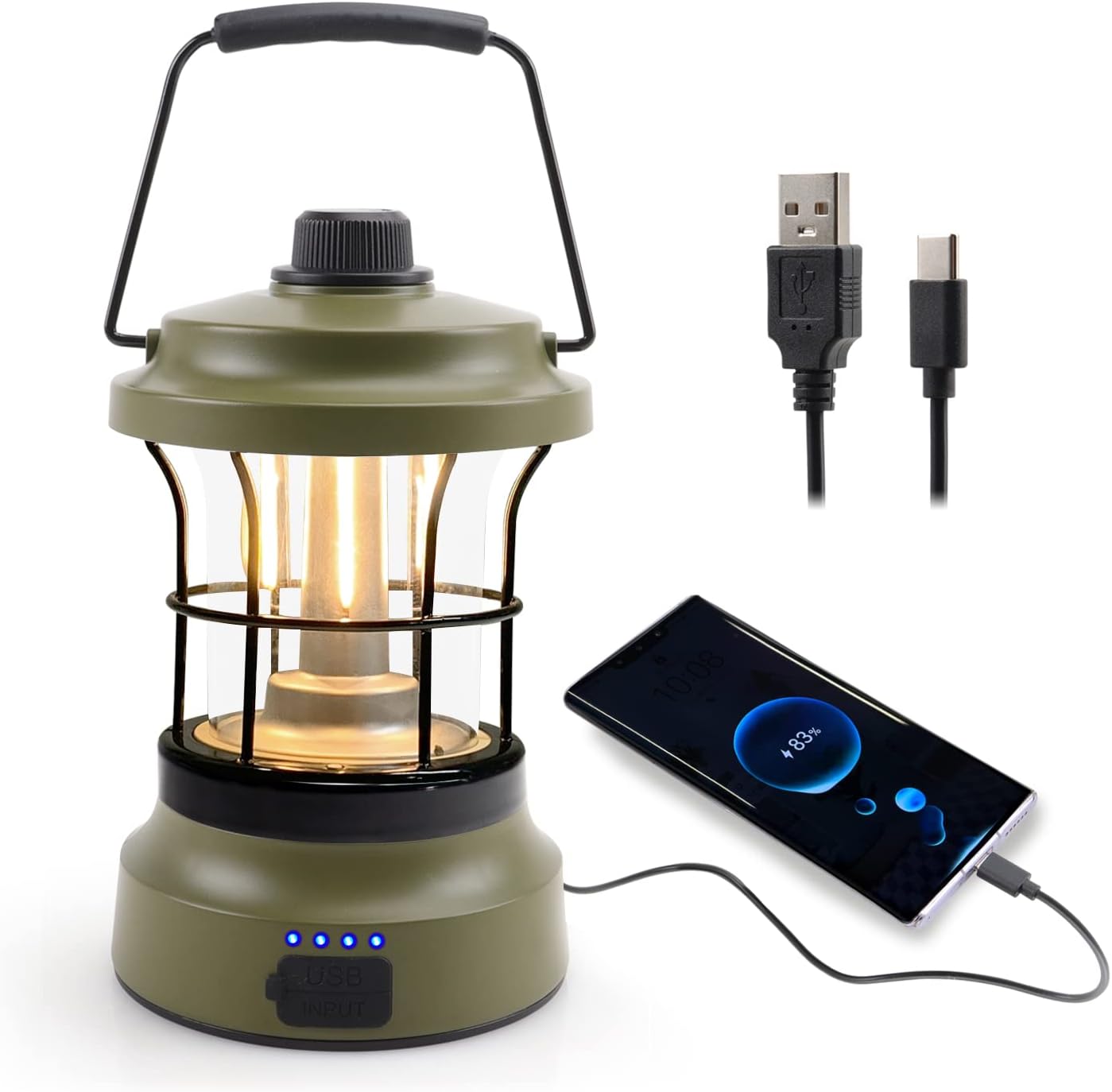 Rechargeable Retro Camping LED Lantern - Dimmable