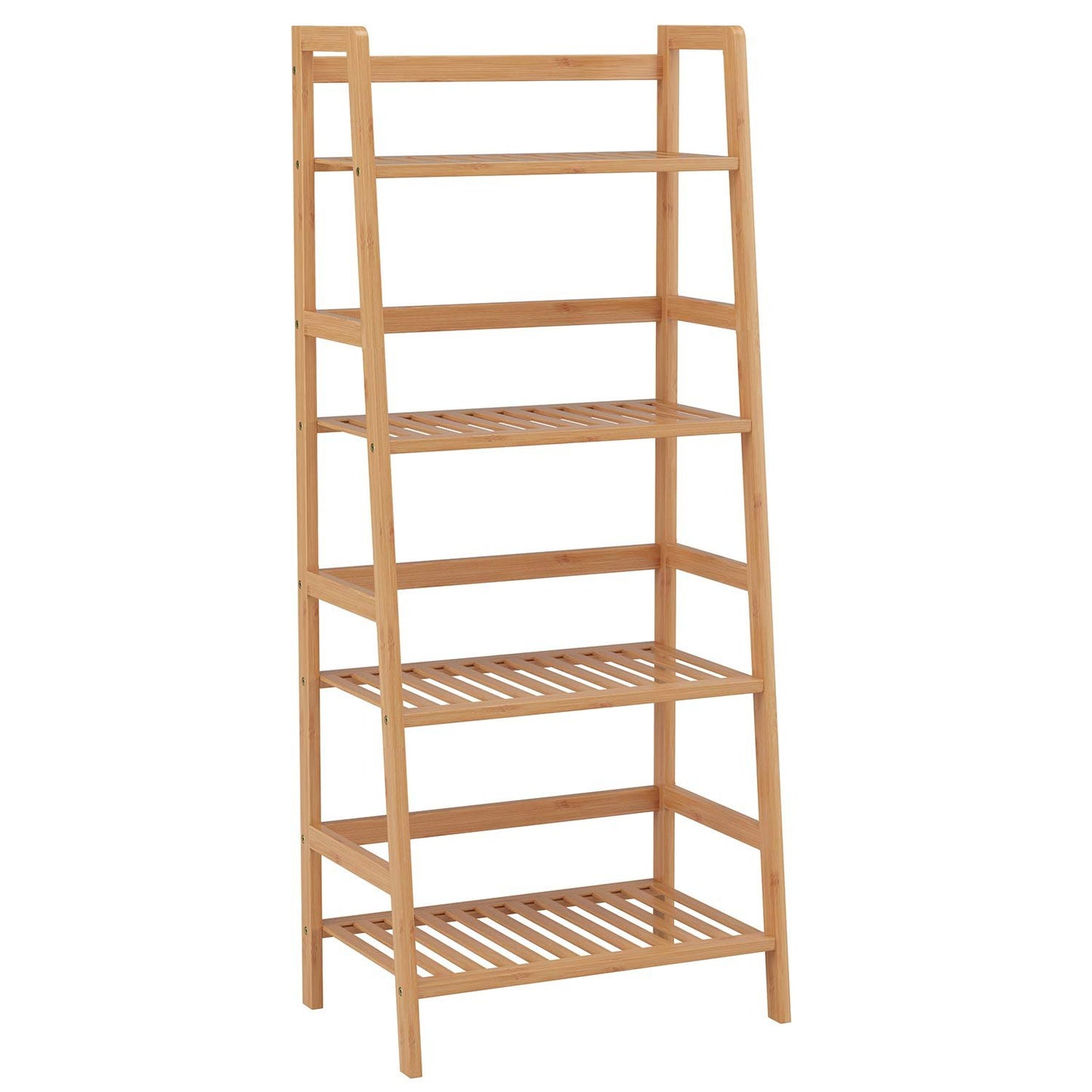4-Tier Decorative Bamboo Ladder Storage Shelf 116x48x32cm