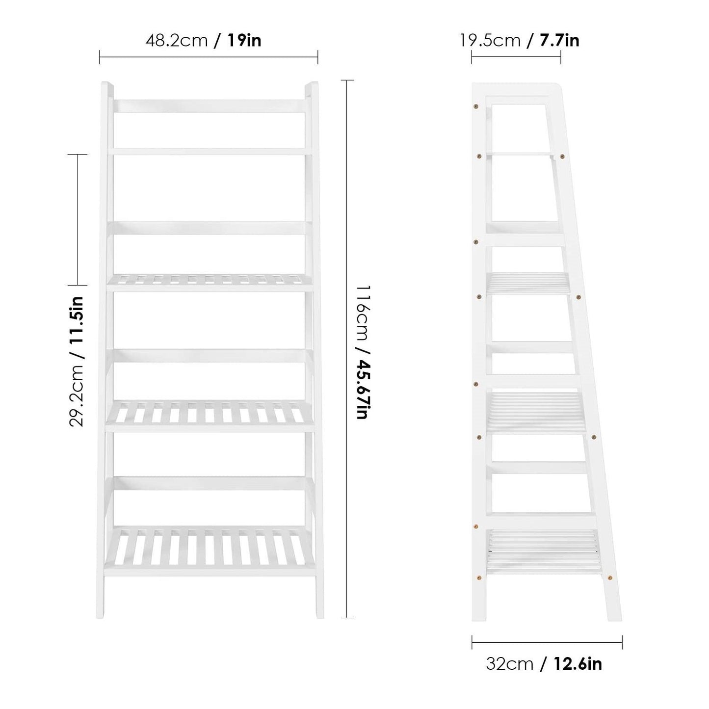 4-Tier Decorative Bamboo Ladder Storage Shelf 116x48x32cm