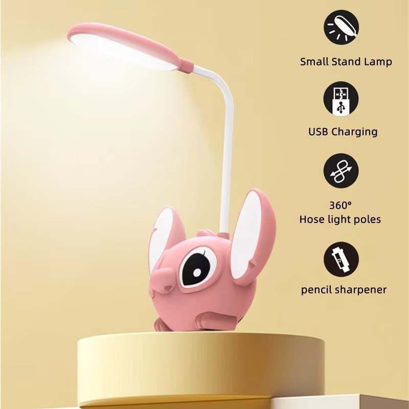 USB Rechargeable Lilo & Stitch LED Desk Lamp with Pencil Sharpener