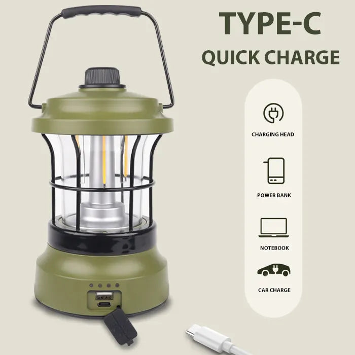 Rechargeable Retro Camping LED Lantern - Dimmable