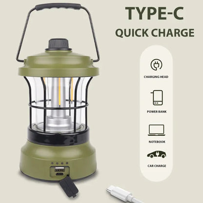 Rechargeable Retro Camping LED Lantern - Dimmable