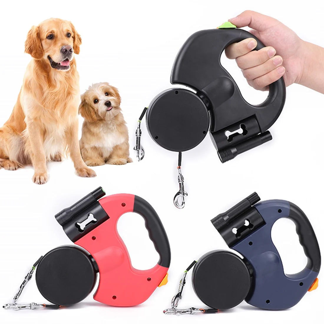 double retractable dog lead