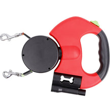 red dual retractable dog leash