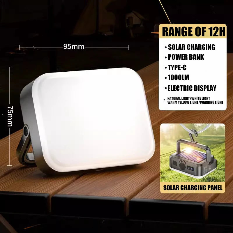 Solar-Powered Camping Light With Built-in 4000mAh Power Bank