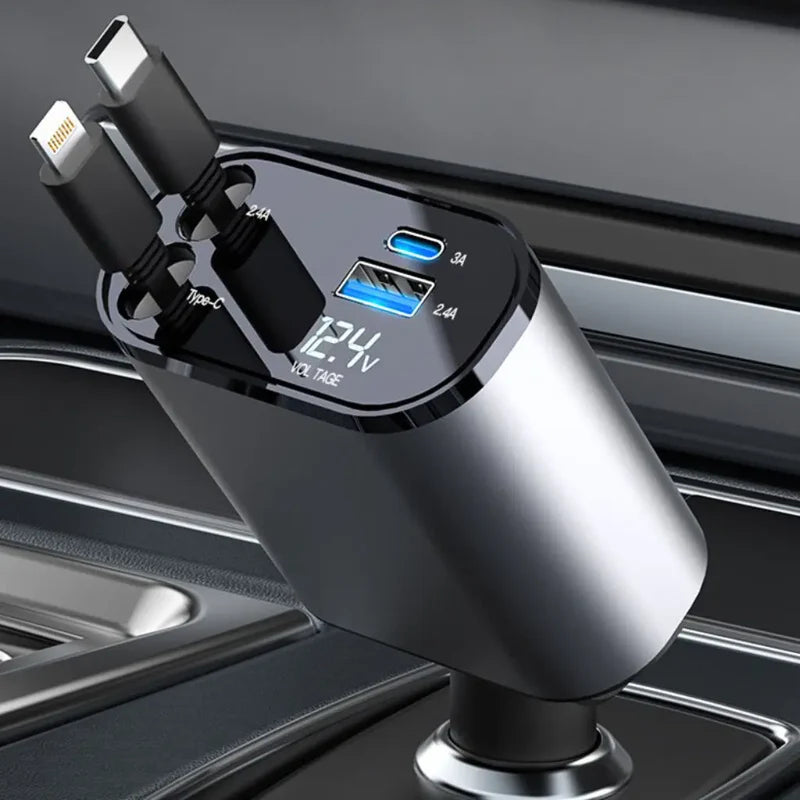 Fast Charging Retractable Car Charger