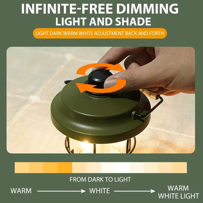 Rechargeable Retro Camping LED Lantern - Dimmable