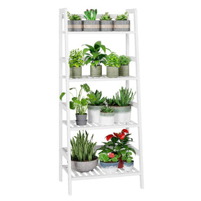 4-Tier Decorative Bamboo Ladder Storage Shelf 116x48x32cm