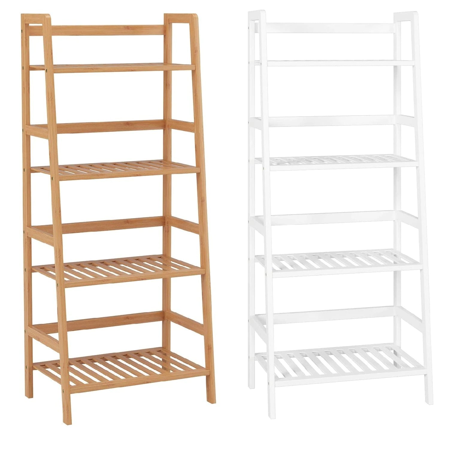 4-Tier Decorative Bamboo Ladder Storage Shelf 116x48x32cm