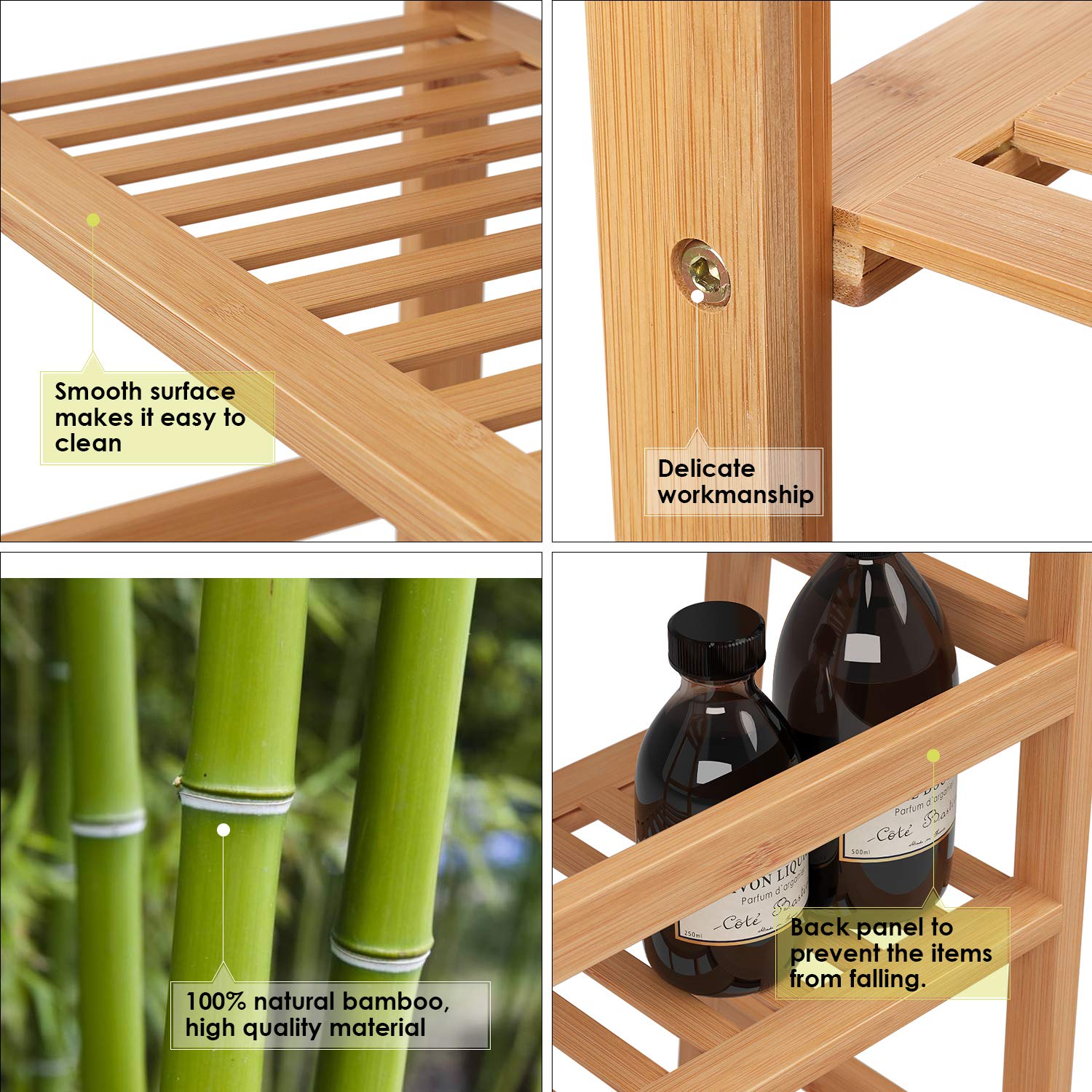 4-Tier Decorative Bamboo Ladder Storage Shelf 116x48x32cm