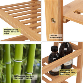 4-Tier Decorative Bamboo Ladder Storage Shelf 116x48x32cm