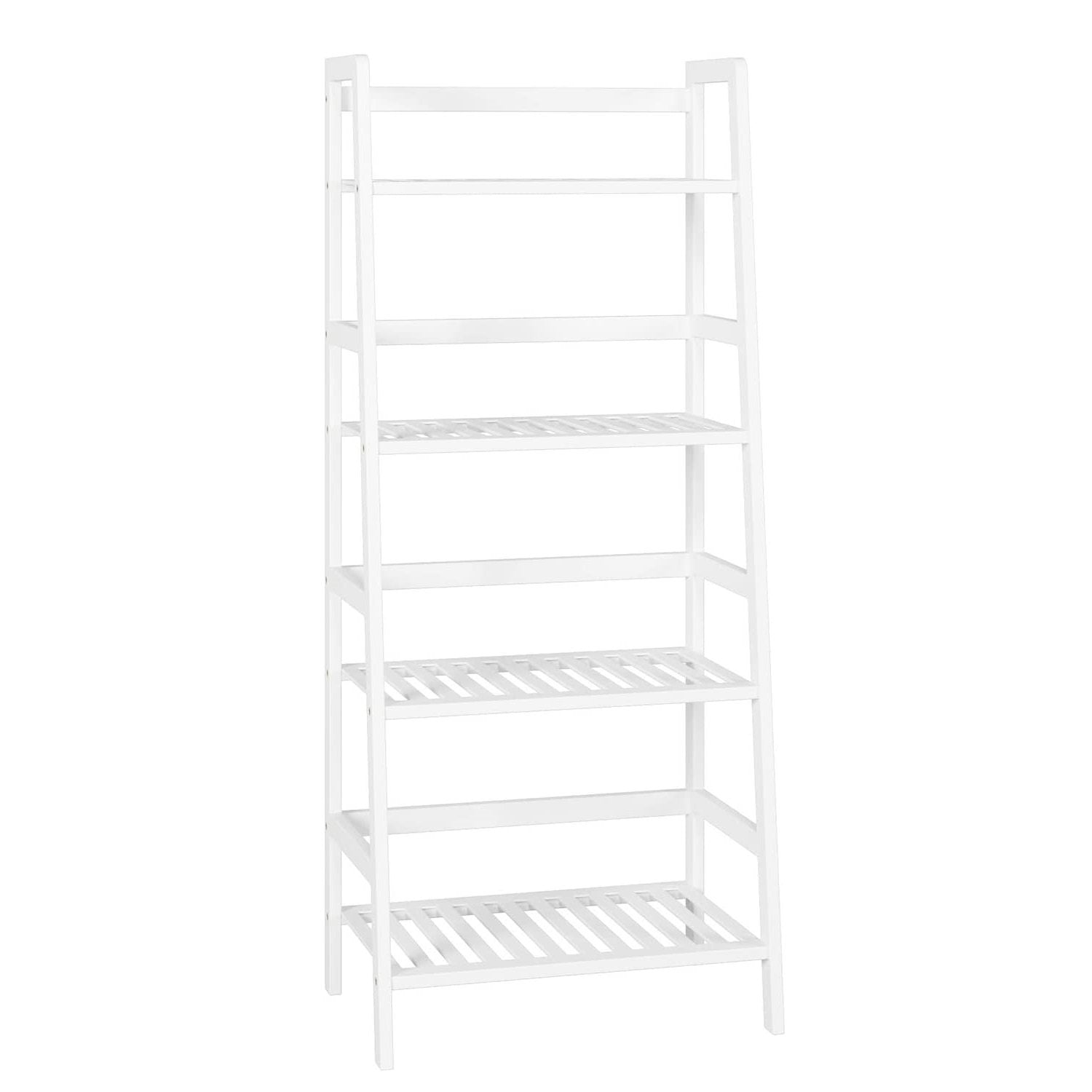 4-Tier Decorative Bamboo Ladder Storage Shelf 116x48x32cm