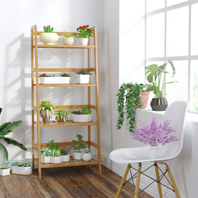 4-Tier Decorative Bamboo Ladder Storage Shelf 116x48x32cm